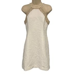 Lilly Pulitzer Caliente‎ Pucker Jacquard White w/Gold Trim Dress Size 2